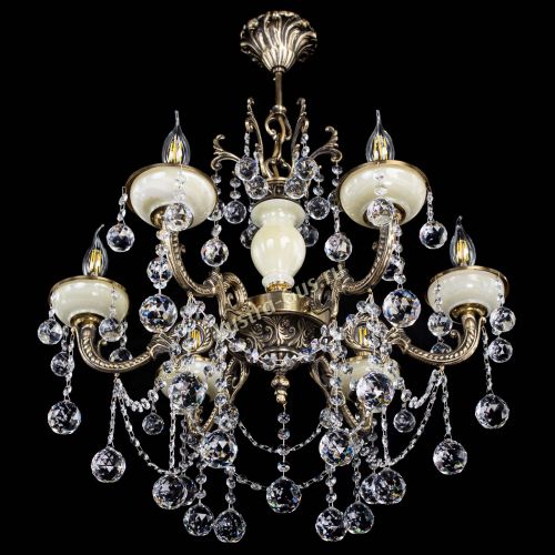 Люстра бронзовая Оникс белый №6/1 шар в Сочи Гусь Хрустальный