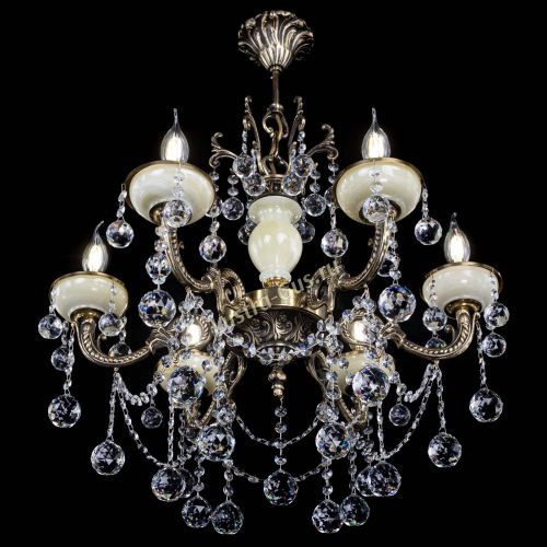 Люстра бронзовая Оникс белый №6/1 шар в Сочи Гусь Хрустальный