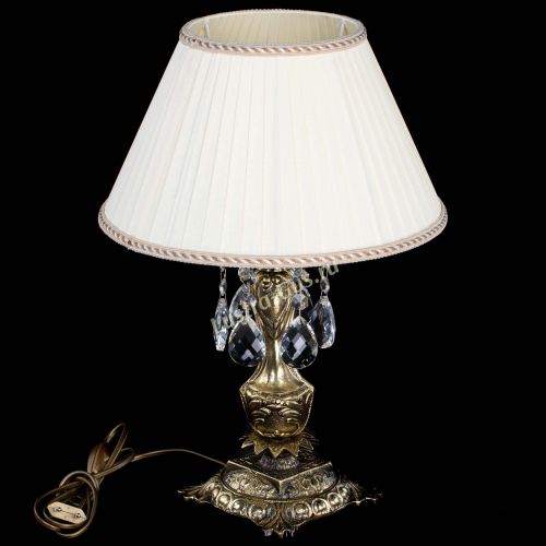Бронзовая настольная лампа Антик №1 Баден с абажуром в Сочи Гусь Хрустальный