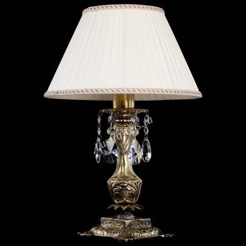 Бронзовая настольная лампа Антик №1 Лучик с абажуром в Сочи Гусь Хрустальный