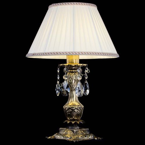 Бронзовая настольная лампа Антик №1 Лучик с абажуром в Сочи Гусь Хрустальный