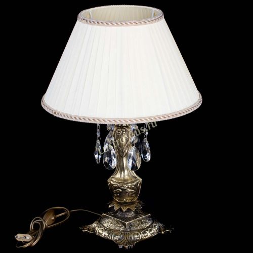 Бронзовая настольная лампа Антик №1 Лучик с абажуром в Сочи Гусь Хрустальный