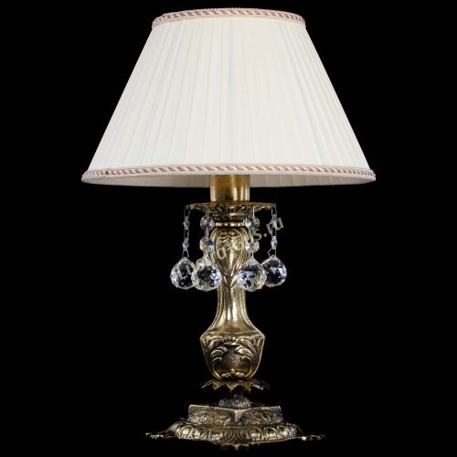 Бронзовая настольная лампа Антик №1 Шар  с абажуром в Сочи Гусь Хрустальный