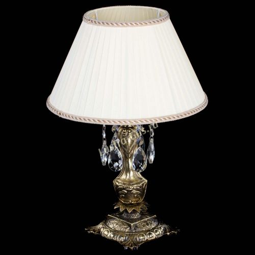 Бронзовая настольная лампа Антик №1 Журавлик с абажуром в Сочи Гусь Хрустальный