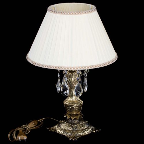 Бронзовая настольная лампа Антик №1 Журавлик с абажуром в Сочи Гусь Хрустальный