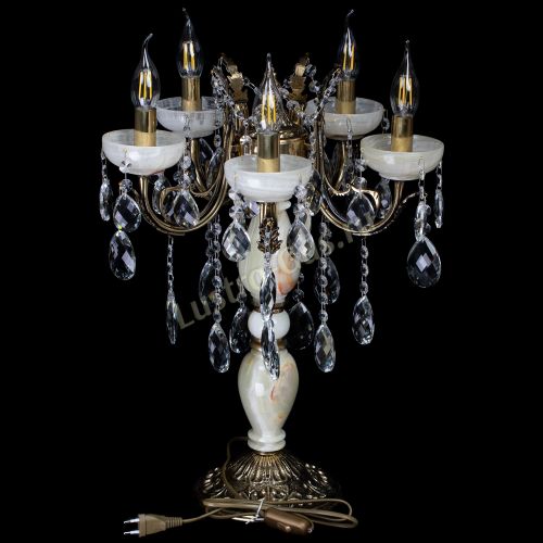 Настольная лампа Антик №5 с камнем в Сочи Гусь Хрустальный