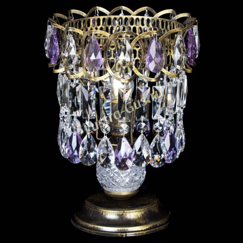 Настольная лампа Астра №1 под бронзу Фиолетовая в Сочи Гусь Хрустальный