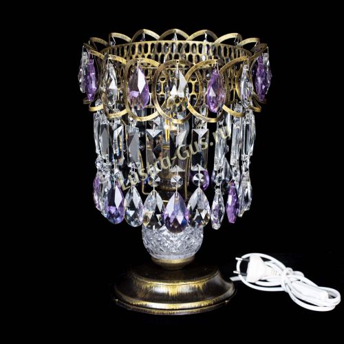 Настольная лампа Астра №1 под бронзу Фиолетовая в Сочи Гусь Хрустальный