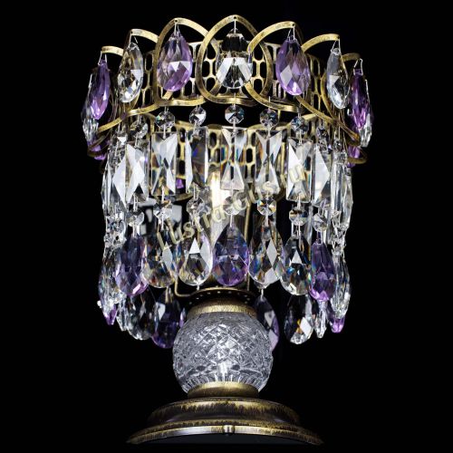 Настольная лампа Астра №1 под бронзу Фиолетовая в Сочи Гусь Хрустальный