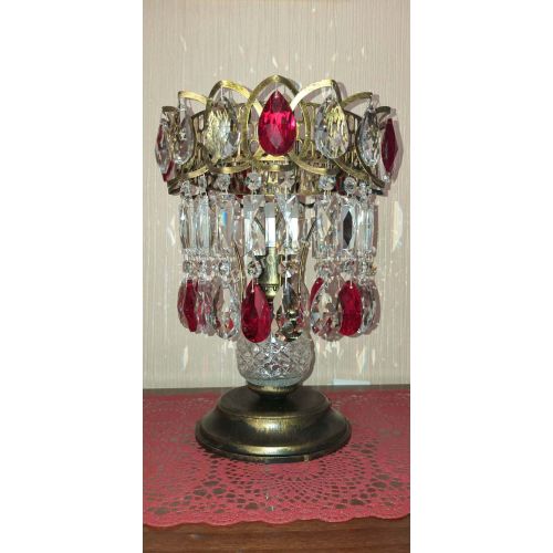 Настольная лампа Астра №1 под бронзу Красная в Сочи Гусь Хрустальный