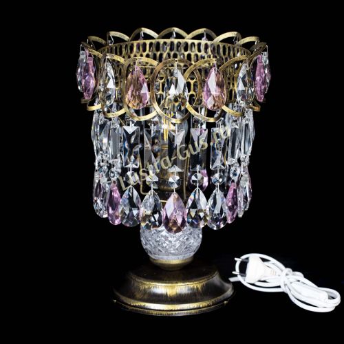 Настольная лампа Астра №1 под бронзу Розовая в Сочи Гусь Хрустальный