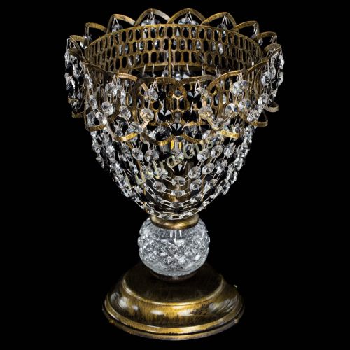 Настольная лампа Астра ажур №1 под бронзу Черная в Сочи Гусь Хрустальный