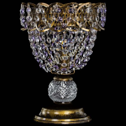 Настольная лампа Астра ажур №1 под бронзу Фиолетовая в Сочи Гусь Хрустальный