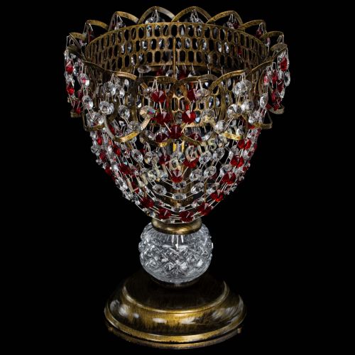 Настольная лампа Астра ажур №1 под бронзу Красная в Сочи Гусь Хрустальный