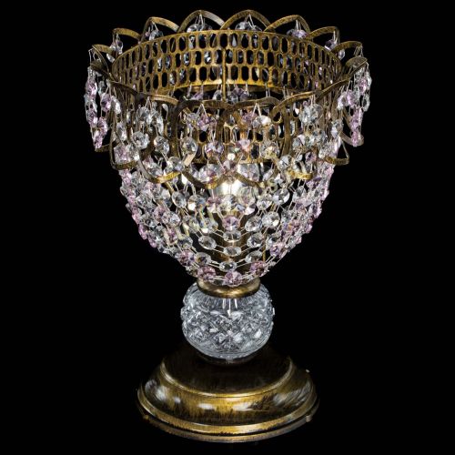 Настольная лампа Астра ажур №1 под бронзу Розовая в Сочи Гусь Хрустальный