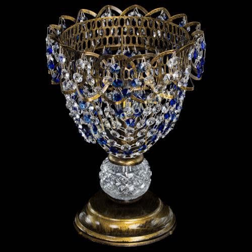 Настольная лампа Астра ажур №1 под бронзу Синяя в Сочи Гусь Хрустальный