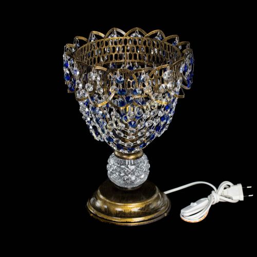 Настольная лампа Астра ажур №1 под бронзу Синяя в Сочи Гусь Хрустальный