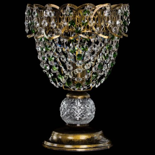 Настольная лампа Астра ажур №1 под бронзу Зеленая в Сочи Гусь Хрустальный