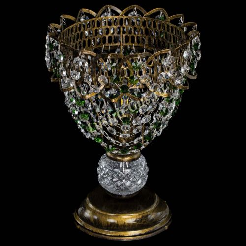 Настольная лампа Астра ажур №1 под бронзу Зеленая в Сочи Гусь Хрустальный