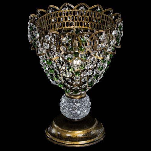 Настольная лампа Астра ажур №1 под бронзу Зеленая в Сочи Гусь Хрустальный