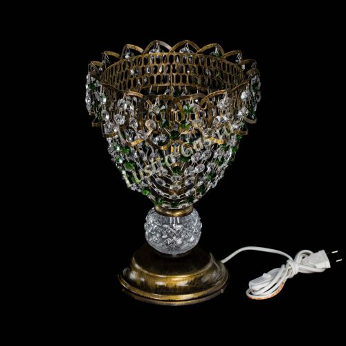 Настольная лампа Астра ажур №1 под бронзу Зеленая в Сочи Гусь Хрустальный
