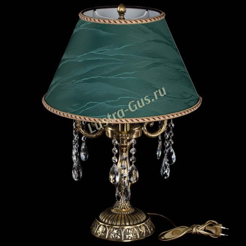 Бронзовая настольная лампа Аврора №3 Баден с абажуром в Сочи Гусь Хрустальный