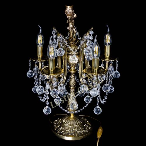 Бронзовая настольная лампа Луиза №5/2 шар в Сочи Гусь Хрустальный