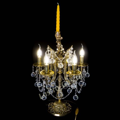 Бронзовая настольная лампа Луиза №5/2 шар в Сочи Гусь Хрустальный