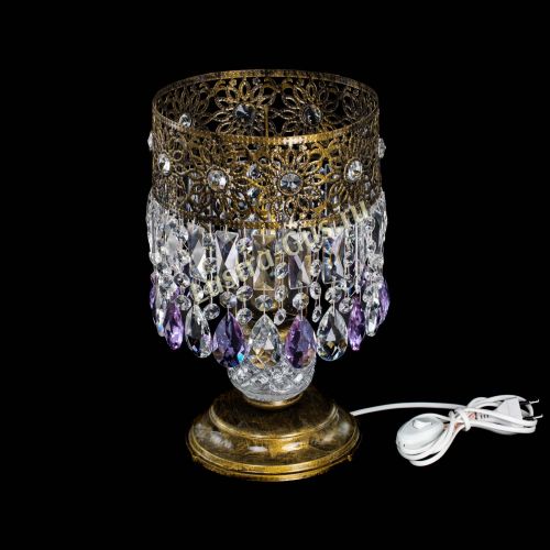 Настольная лампа Восток с пластинками под бронзу Фиолетовая в Сочи Гусь Хрустальный