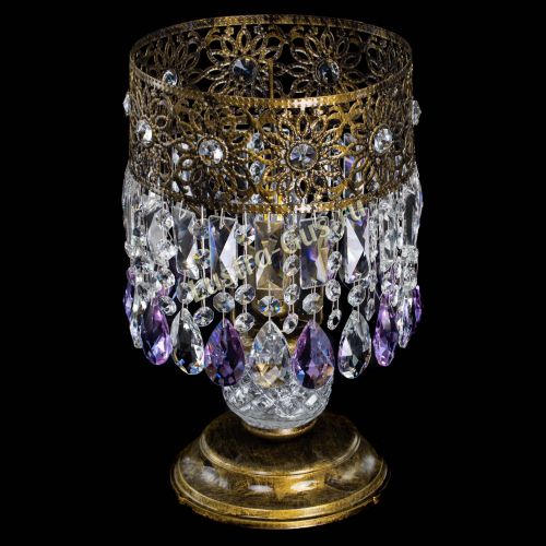 Настольная лампа Восток с пластинками под бронзу Фиолетовая в Сочи Гусь Хрустальный