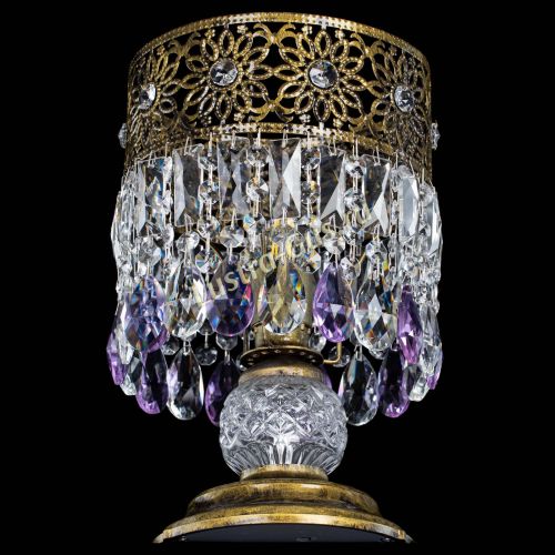 Настольная лампа Восток с пластинками под бронзу Фиолетовая в Сочи Гусь Хрустальный