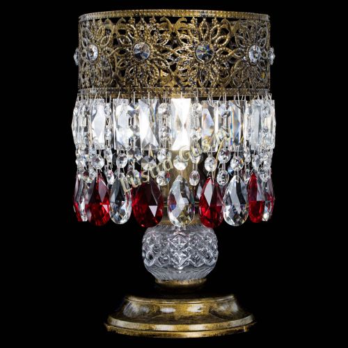 Настольная лампа Восток с пластинками под бронзу Красная в Сочи Гусь Хрустальный