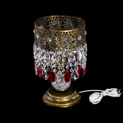 Настольная лампа Восток с пластинками под бронзу Красная в Сочи Гусь Хрустальный