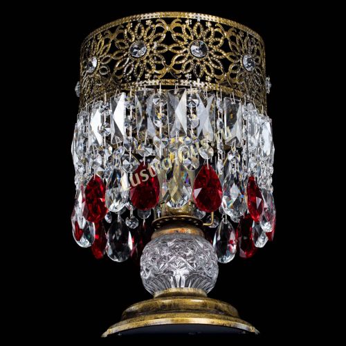 Настольная лампа Восток с пластинками под бронзу Красная в Сочи Гусь Хрустальный