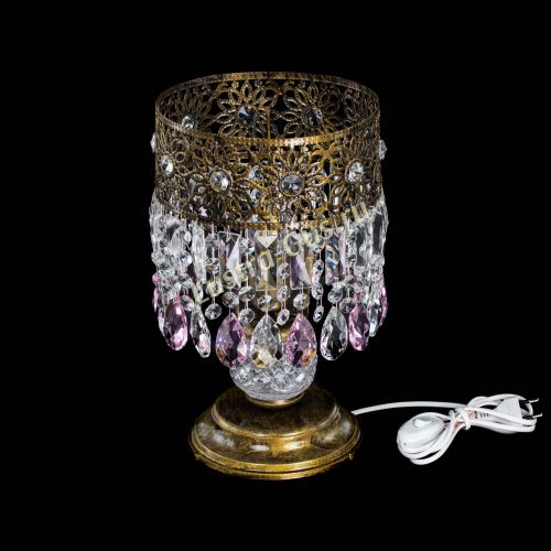 Настольная лампа Восток с пластинками под бронзу Розовая в Сочи Гусь Хрустальный