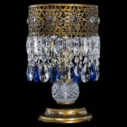 Настольная лампа Восток с пластинками под бронзу Синяя в Сочи Гусь Хрустальный