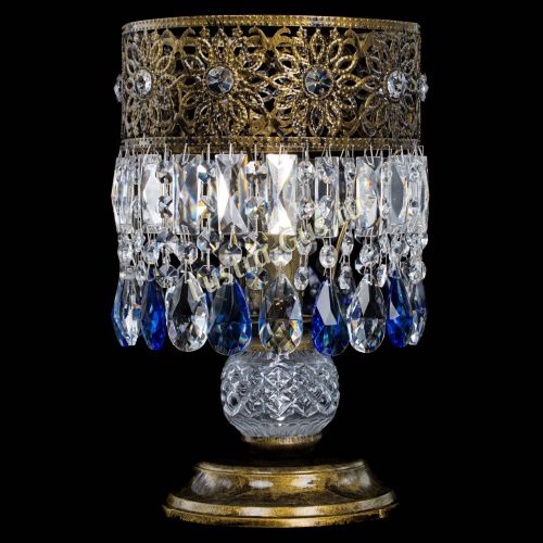 Настольная лампа Восток с пластинками под бронзу Синяя в Сочи Гусь Хрустальный