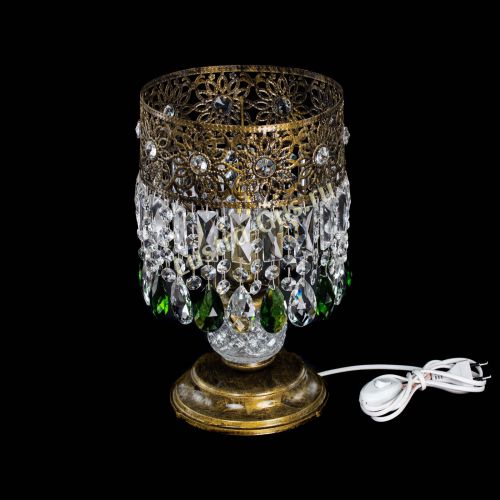 Настольная лампа Восток с пластинками под бронзу Зеленая в Сочи Гусь Хрустальный