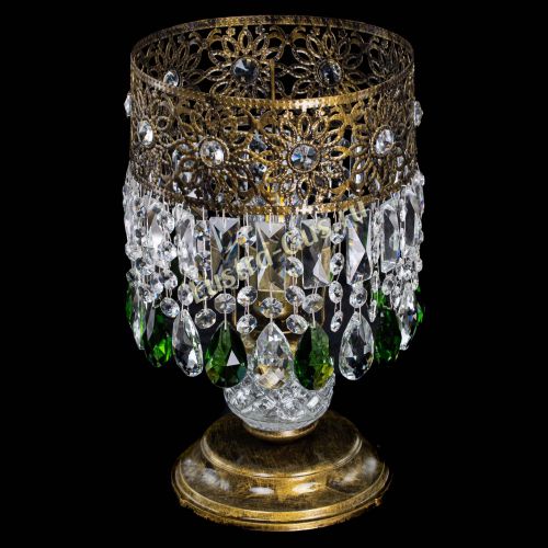 Настольная лампа Восток с пластинками под бронзу Зеленая в Сочи Гусь Хрустальный