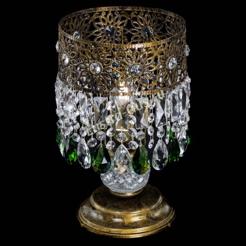 Настольная лампа Восток с пластинками под бронзу Зеленая в Сочи Гусь Хрустальный