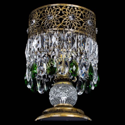 Настольная лампа Восток с пластинками под бронзу Зеленая в Сочи Гусь Хрустальный