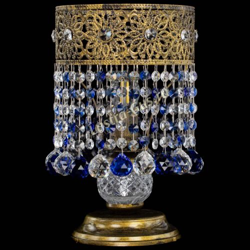 Настольная лампа Восток с шарами под бронзу Синяя в Сочи Гусь Хрустальный