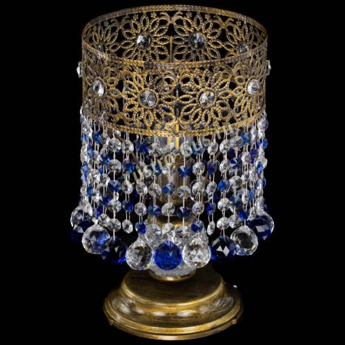 Настольная лампа Восток с шарами под бронзу Синяя в Сочи Гусь Хрустальный