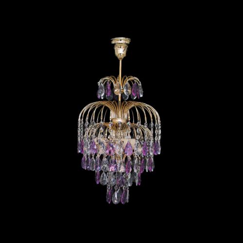 Люстра Хрустальные брызги с подвесом журавлик фиолетовый в Сочи Гусь Хрустальный