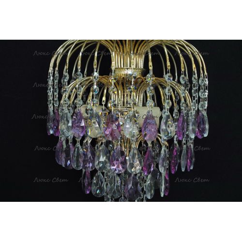 Люстра Хрустальные брызги с подвесом журавлик фиолетовый в Сочи Гусь Хрустальный