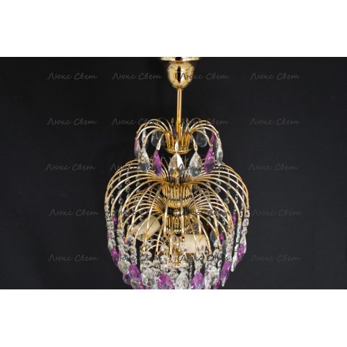 Люстра Хрустальные брызги с подвесом журавлик фиолетовый в Сочи Гусь Хрустальный