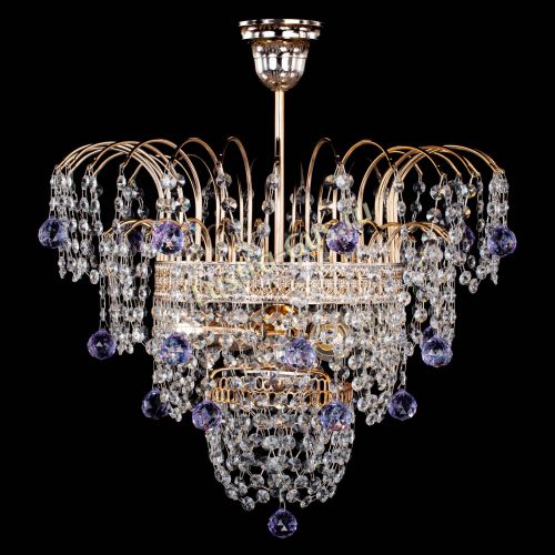 Люстра Агата Венеция №2 - 3 лампы фиолетовая в Сочи Гусь Хрустальный