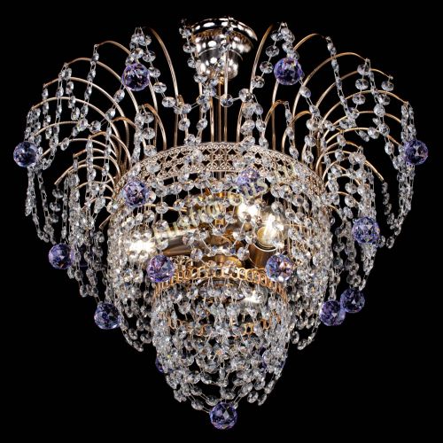 Люстра Агата Венеция №2 - 3 лампы фиолетовая в Сочи Гусь Хрустальный