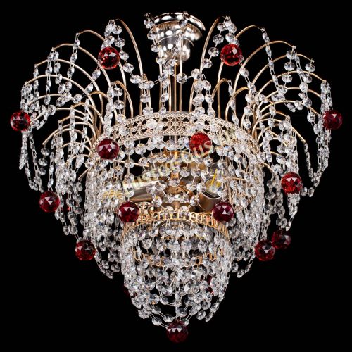 Люстра Агата Венеция №2 - 3 лампы красная в Сочи Гусь Хрустальный