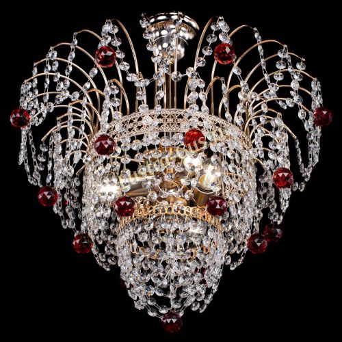 Люстра Агата Венеция №2 - 3 лампы красная в Сочи Гусь Хрустальный